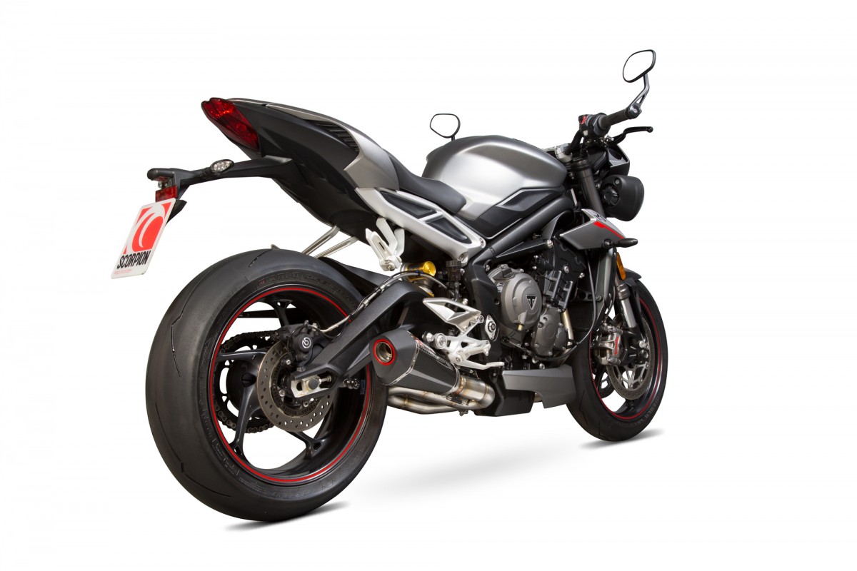 Silencieux d'échappement Moto Scorpion Serket Carbone pour Triumph Street Triple 765 (17-19)