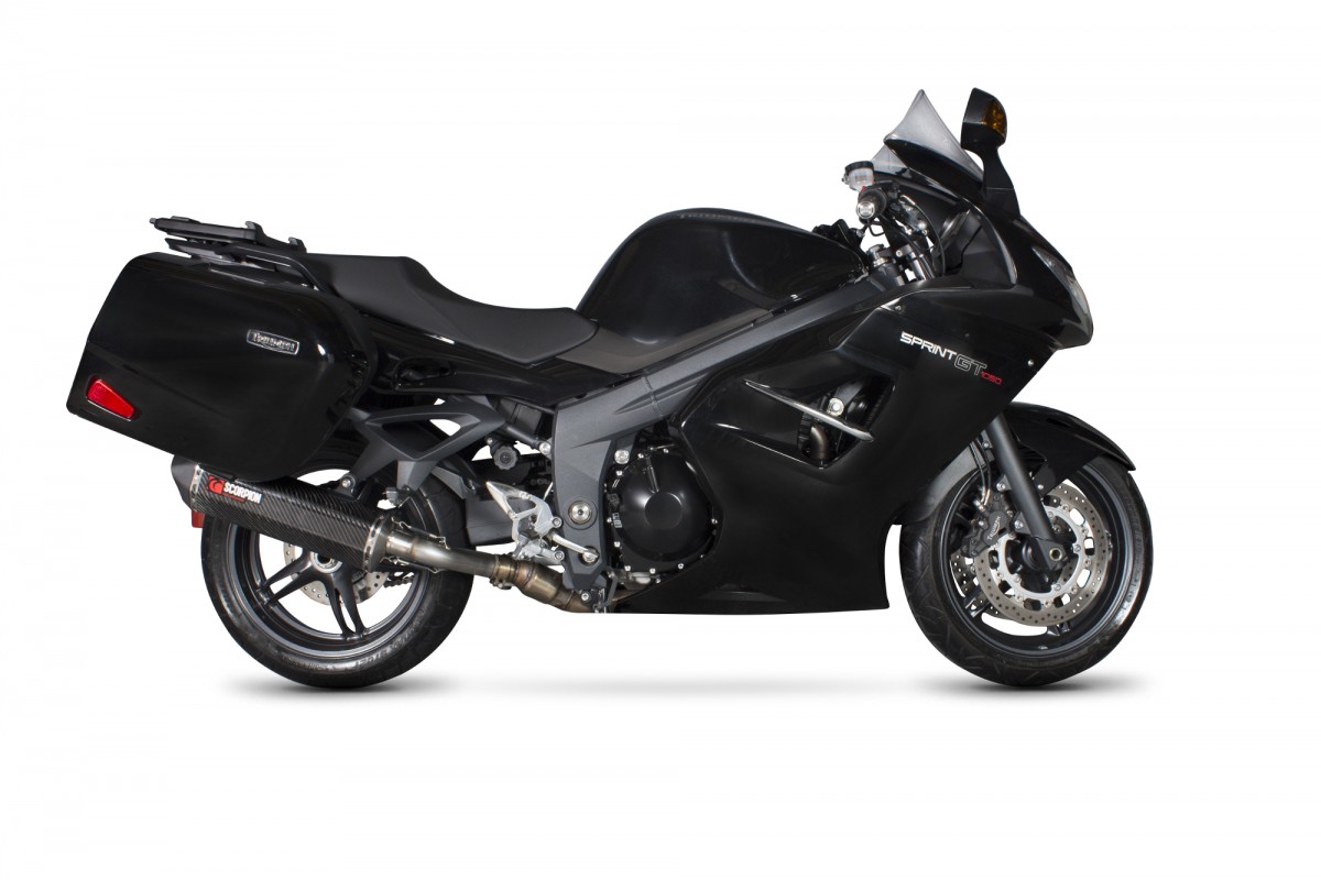 Silencieux d'échappement Moto Scorpion Serket Carbone pour Triumph Sprint 1050 (11-14)