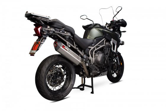 Silencieux d'échappement Moto Scorpion Serket Inox pour Triumph Tiger 1200 Explorer (16-18)