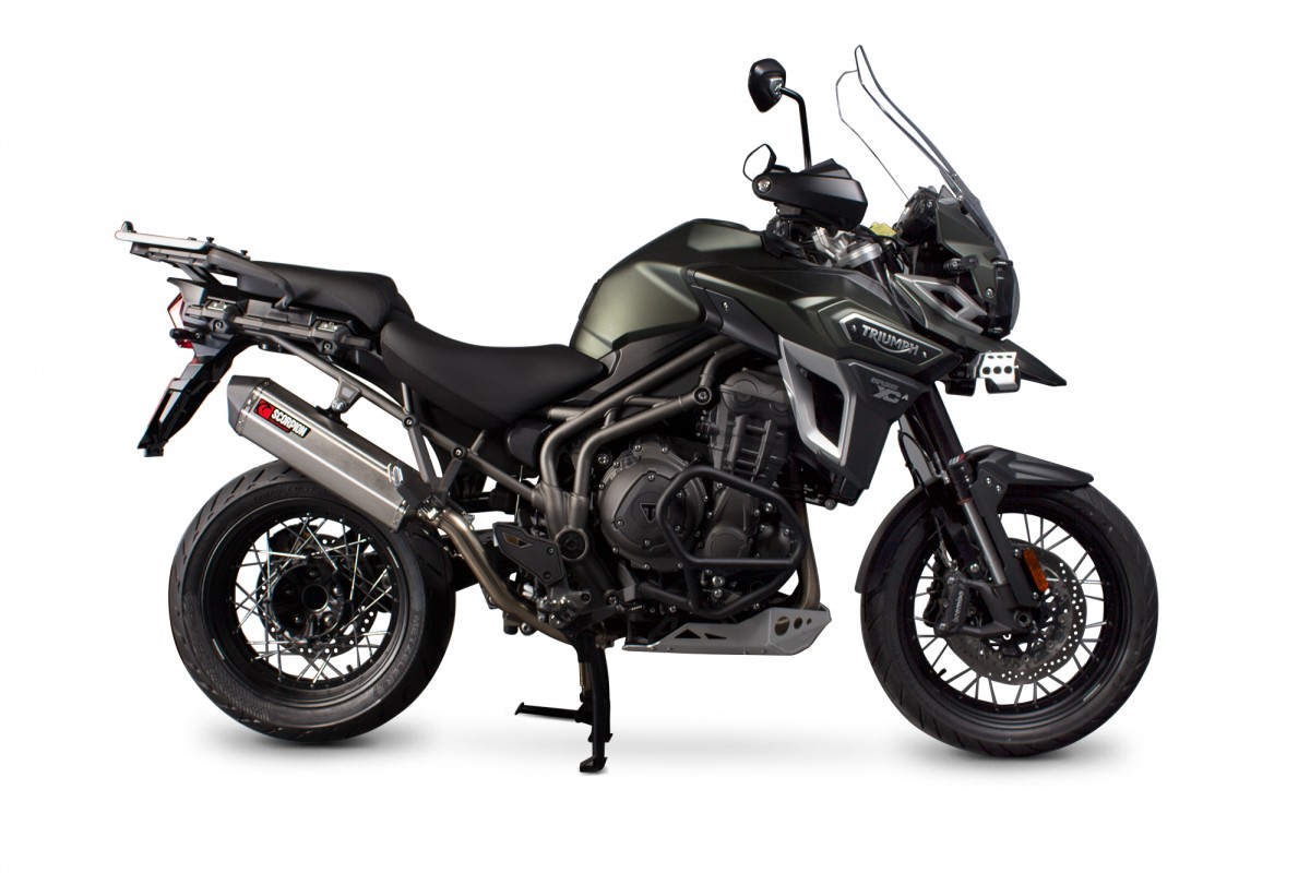 Silencieux d'échappement Moto Scorpion Serket Inox pour Triumph Tiger 1200 Explorer (16-18)