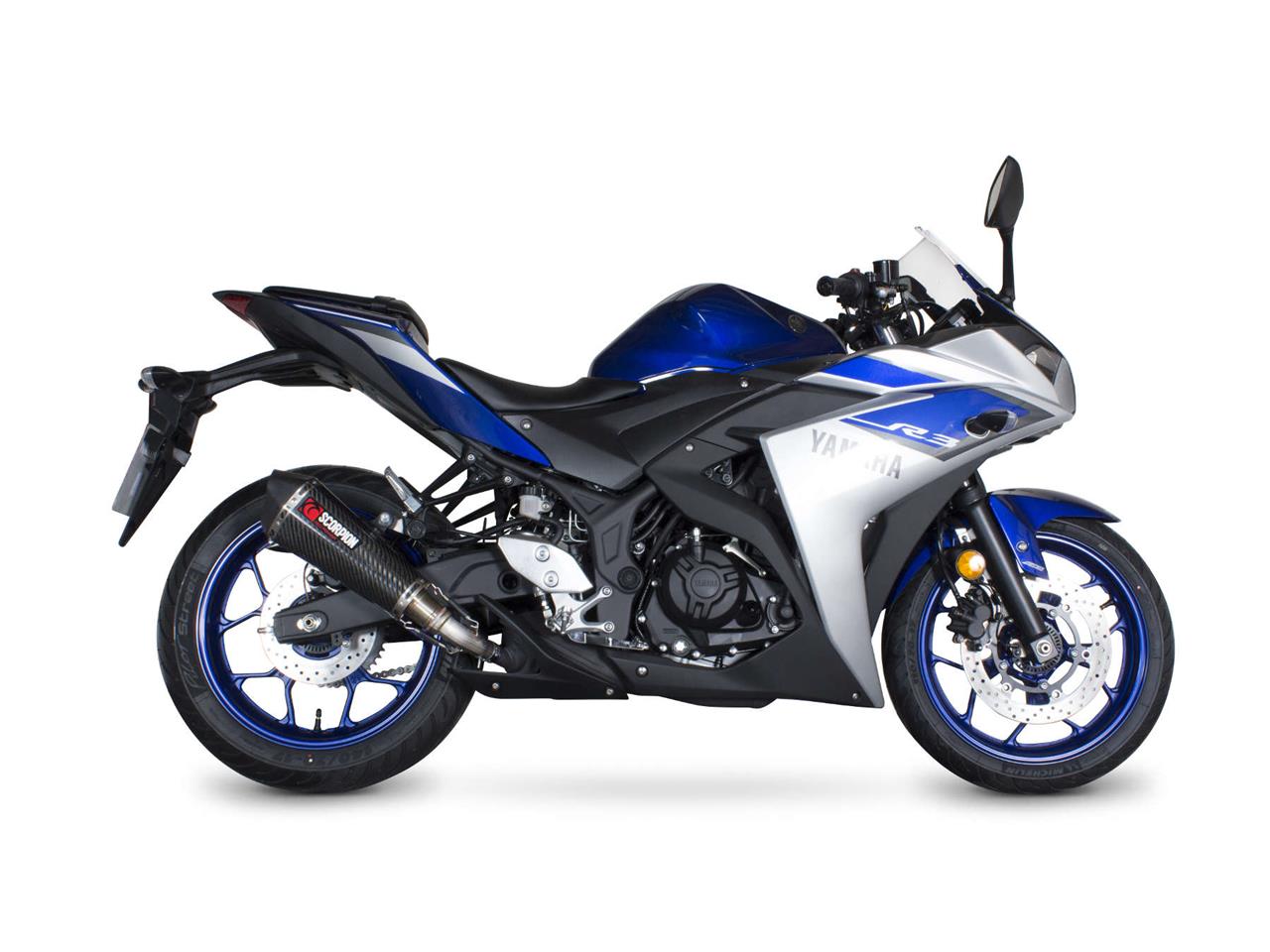Silencieux d'échappement Moto Scorpion Serket Carbone pour Yamaha YFZ-R3 (14-17)