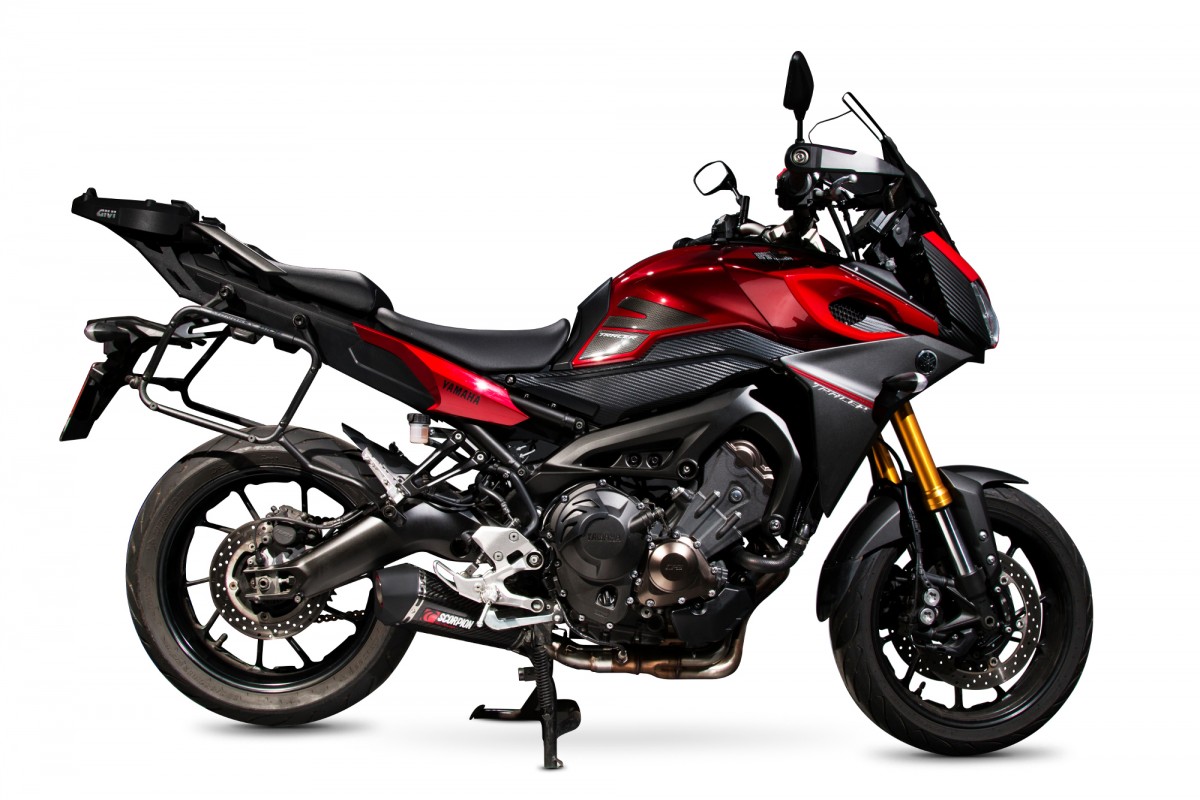 Silencieux d'échappement Moto Scorpion Serket Carbone pour Yamaha MT-09 Tracer (15-20)