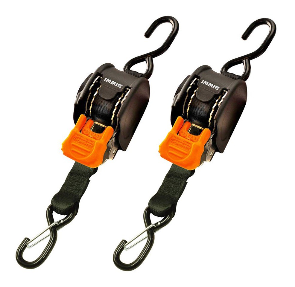 Paire de Sangles de Transport Rétractables Mini 3G CARGO BUCKLE à Double Crochets pour Moto, Quad, Scooter