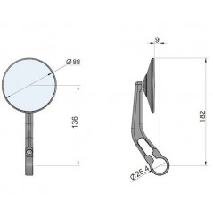 Rétroviseur Moto Universel Embout de Guidon LSL CLUBMAN Droite - Gauche