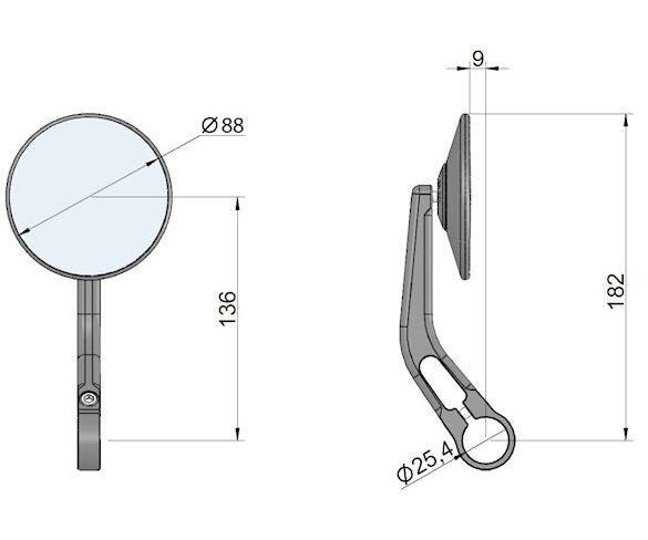 Rétroviseur Moto Universel Embout de Guidon LSL CLUBMAN Droite - Gauche