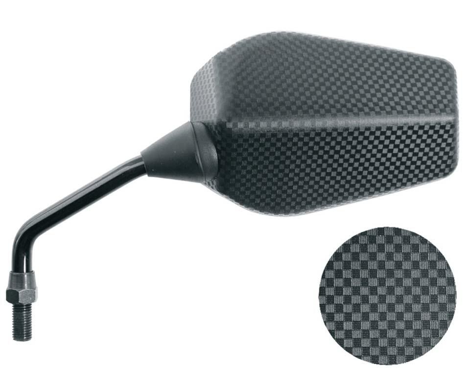 Rétroviseur Moto Universel V-Parts F1 Rectangle Carbone Gauche M10x125 Homologué