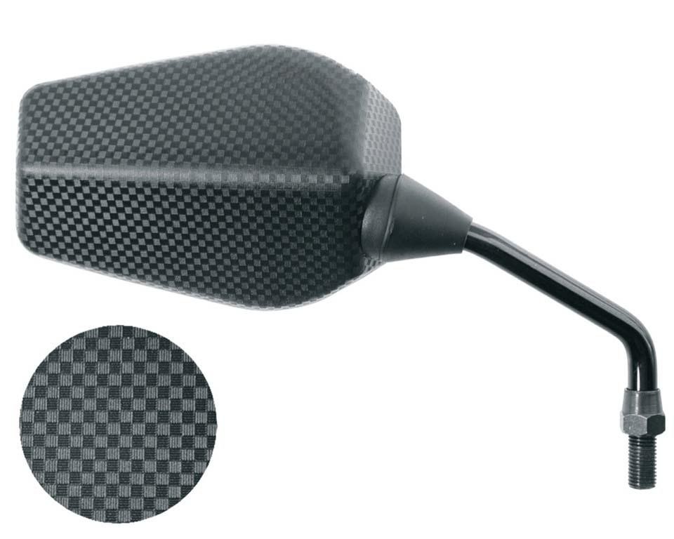 Rétroviseur Moto Universel V-Parts F1 Rectangle Carbone Droit M10x125 Homologué