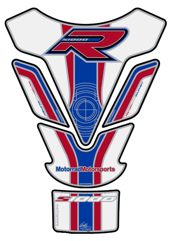 Protection de Réservoir Moto Blanc - Bleu - Rouge pour BMW S 1000 R (14-20)