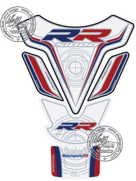 Protection de Réservoir Moto Blanc - Bleu - Rouge pour BMW S 1000 RR (12-14)