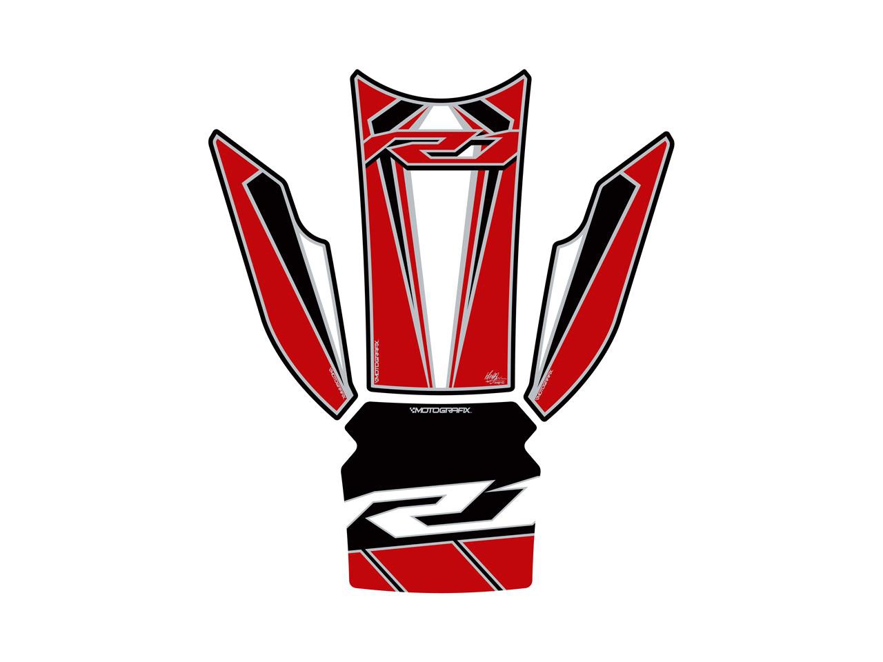 Protection de Réservoir Moto Blanc - Rouge pour Yamaha YZF R1 (15-20)