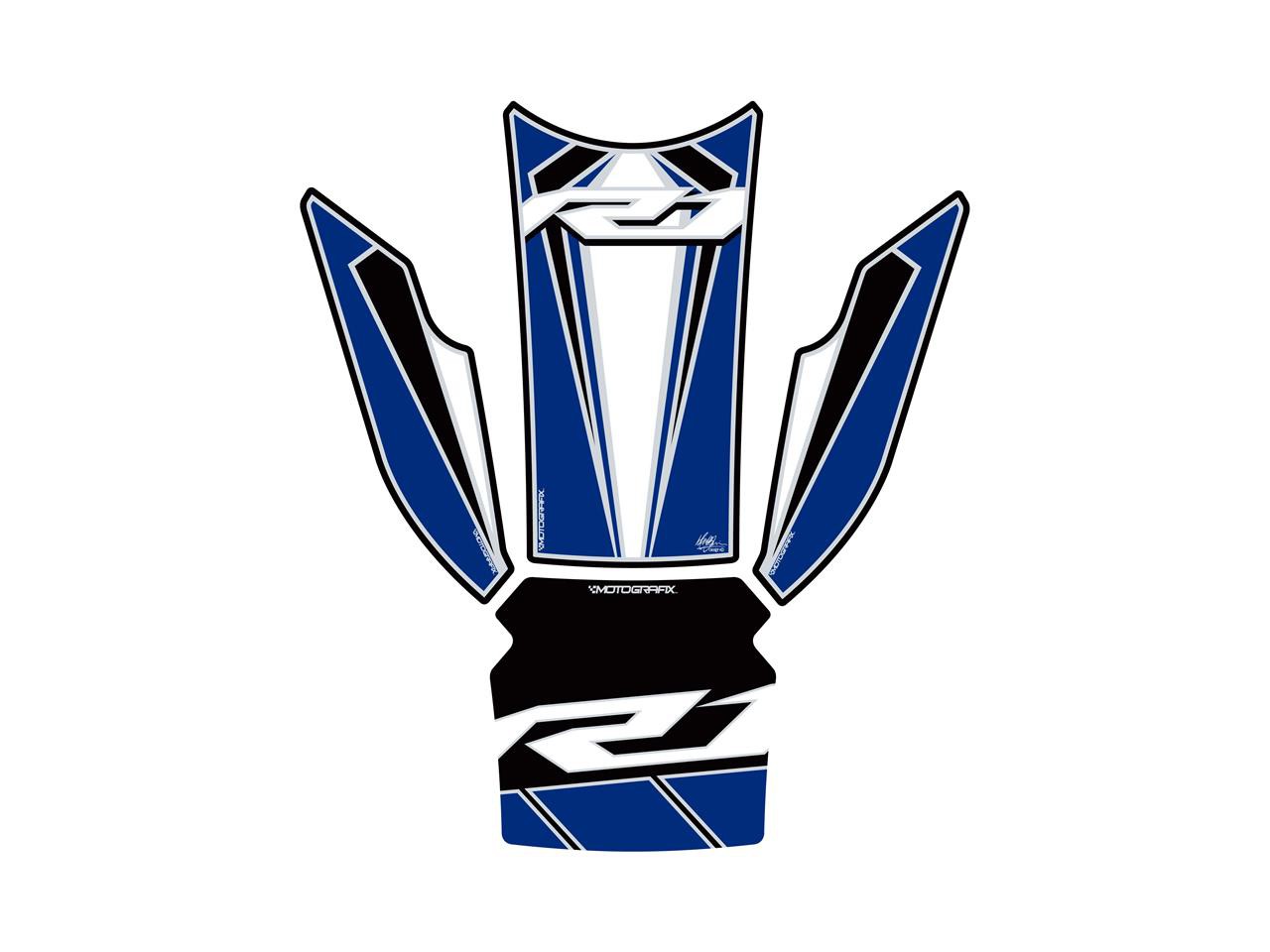 Protection de Réservoir Moto Blanc - Bleu pour Yamaha YZF R1 (15-20)