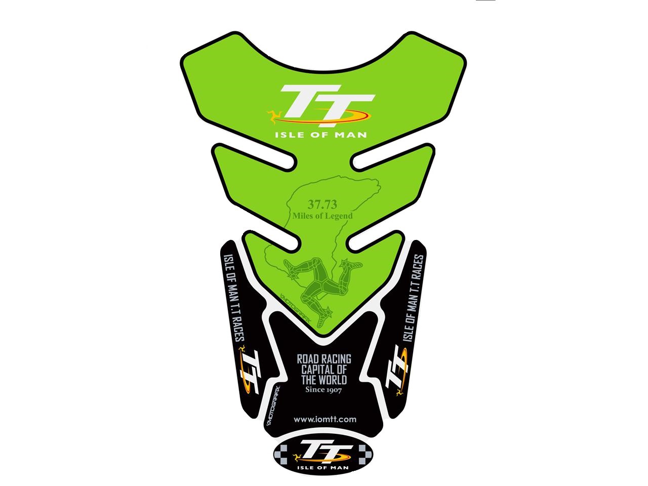 Protection de Réservoir Moto Universel ISLE OF MAN TT Vert - Noir