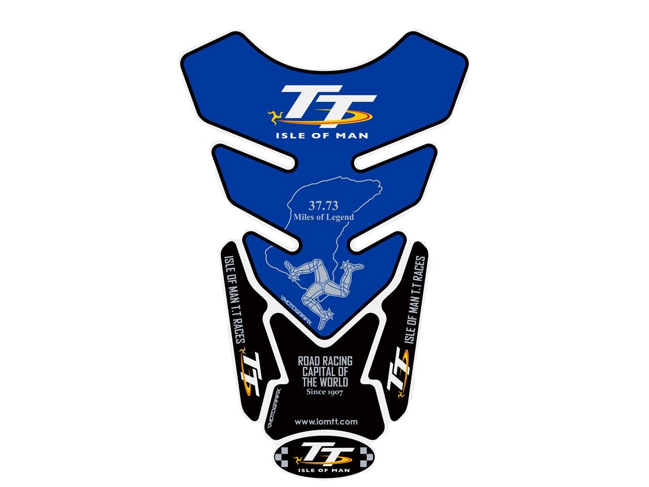 Protection de Réservoir Moto Universel ISLE OF MAN TT Bleu - Noir