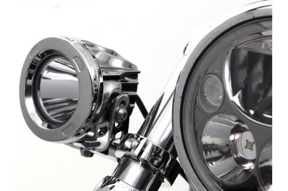Support de Feux Additionnels Moto Universel DENALI pour Tube de Fourche 39-49mm Chrome