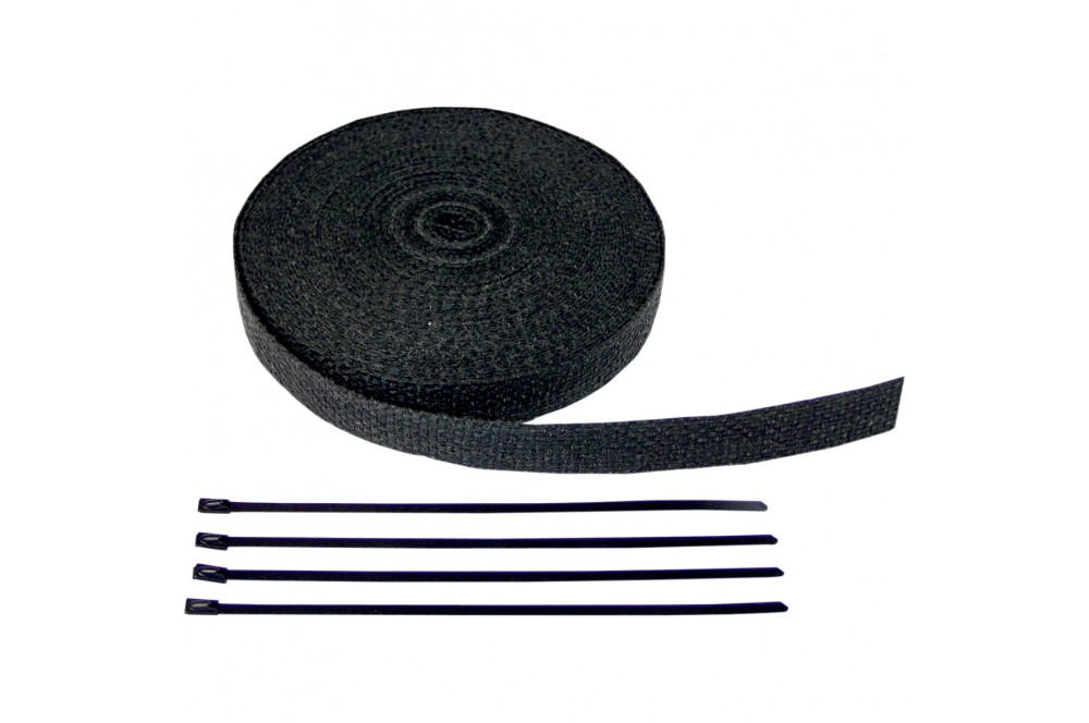 Bande Thermique échappement 15m X 5cm - Fibre De Verre Résistante à 600°C - Avec 5 Colliers - Pour Moto Et Voiture - 13