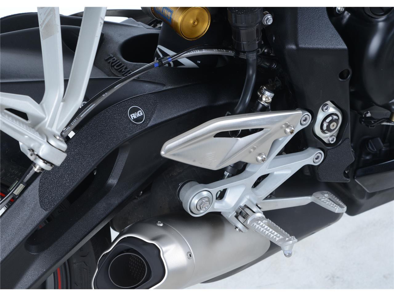 Protection Cadre Et Bras Oscillant Anti-Frottement R&G pour Street Triple 765 R,S et RS (17-24) - EZBG805BL