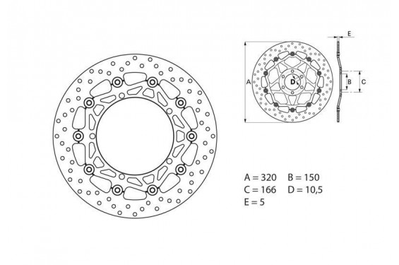 Disque de frein avant Brembo pour 1200 Trophy (12-17) Disque de frein avant Brembo pour 1200 Trophy (12-17)