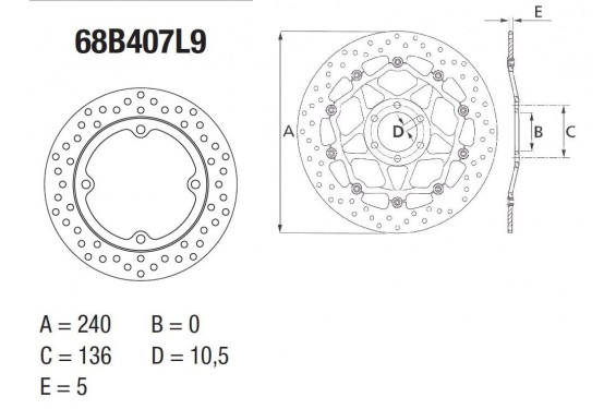 Disque de frein arrière Brembo pour CB 500 X (13-19) Disque de frein arrière Brembo pour CB 500 X (13-19)
