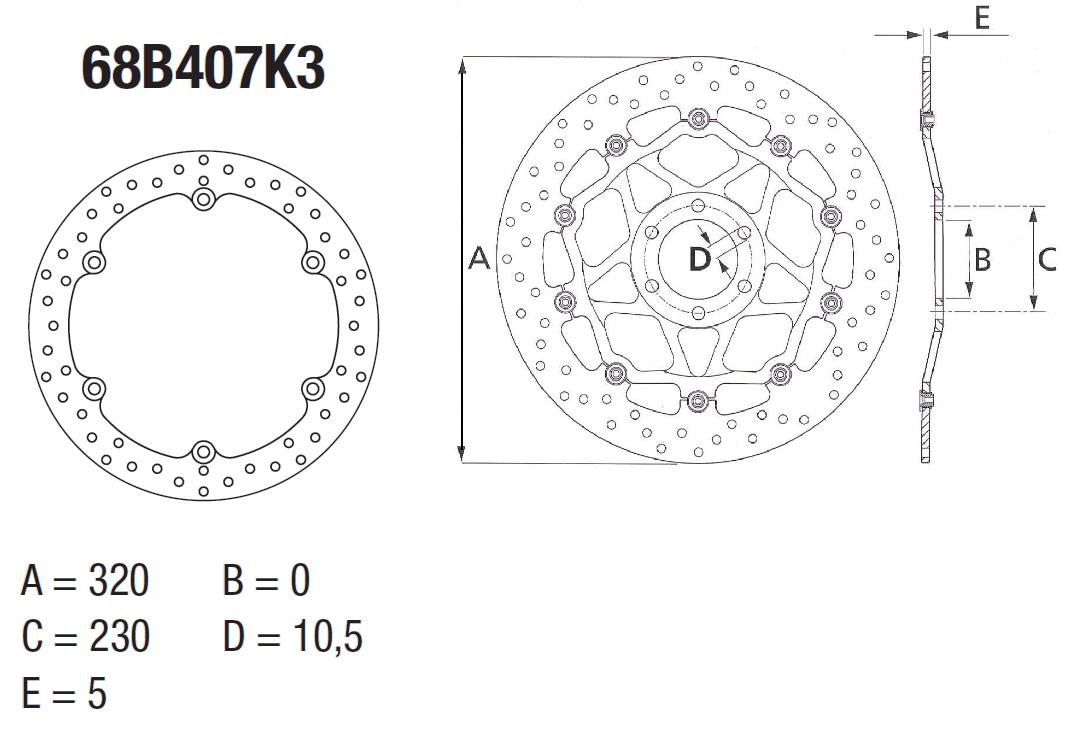 Disque de frein avant Brembo pour CB 500 F (13-19) CB 500 X (13-19)
