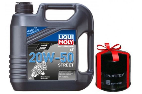 Huile Moto LIQUI MOLY Motorbike 20W50 Street Minérale 4 Litres + Filtre à Huile Offert Huile Moto LIQUI MOLY Motorbike 20W50 Street Minérale 4 Litres + Filtre à Huile Offert