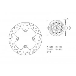 Disque de frein arrière Brembo pour 1050 Tiger (06-14)