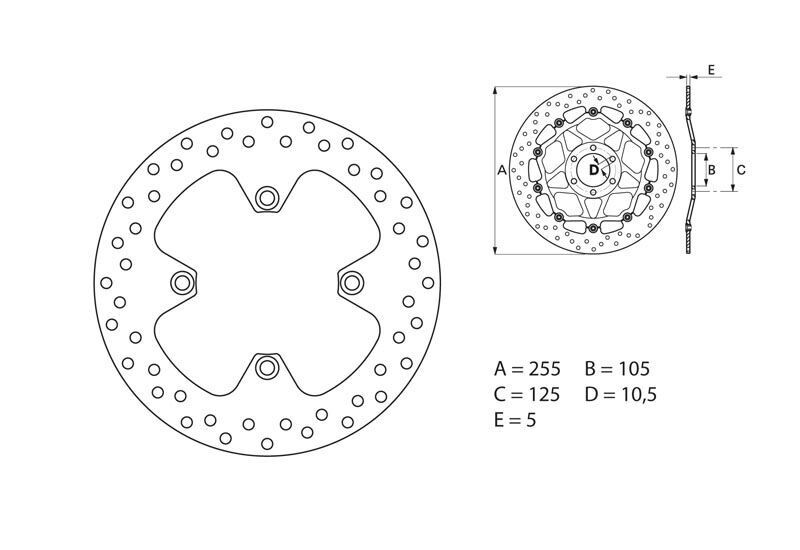 Disque de frein arrière Brembo pour 1050 Tiger (06-14)