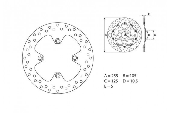 Disque de frein arrière Brembo pour 1050 Sprint ST (05-10) Disque de frein arrière Brembo pour 1050 Sprint ST (05-10)