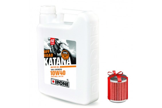 Huile moto Ipone Katana Off-Road 4T 10W40 4 Litres + Filtre à Huile Offert Huile moto Ipone Katana Off-Road 4T 10W40 4 Litres + Filtre à Huile Offert