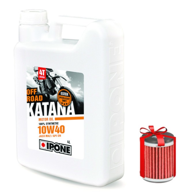 Huile moto Ipone Katana Off-Road 4T 10W40 4 Litres + Filtre à Huile Offert