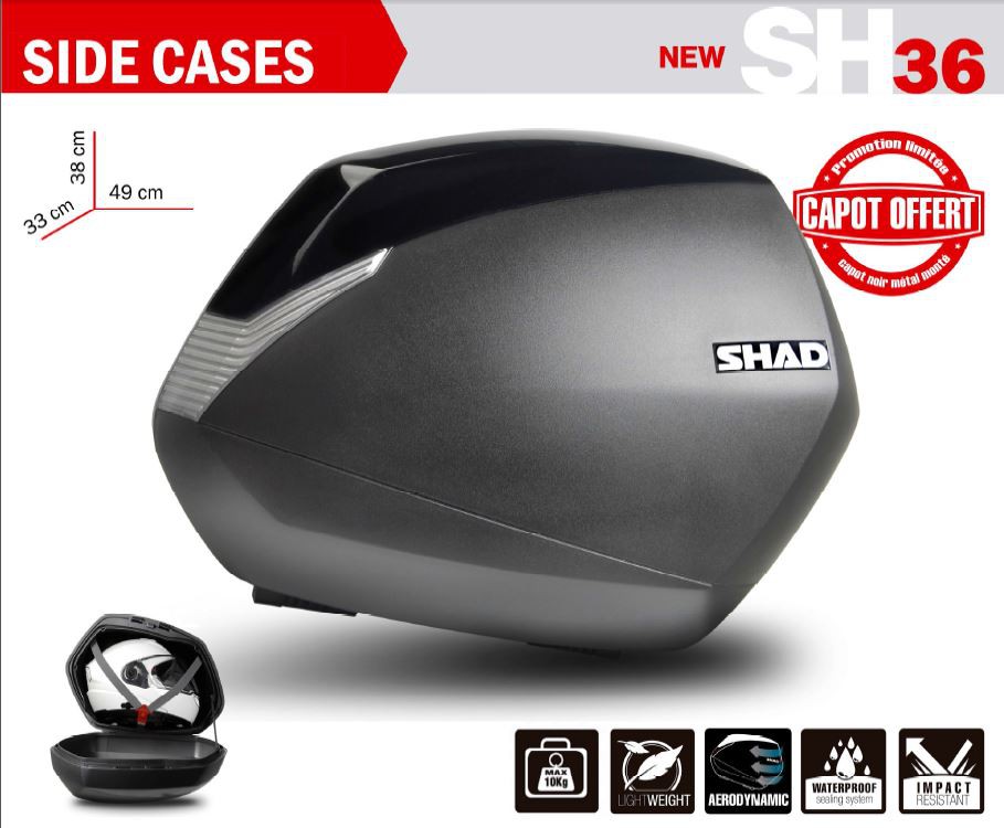 Valises Latérales Moto Shad SH36 + Capot Carbone Offert