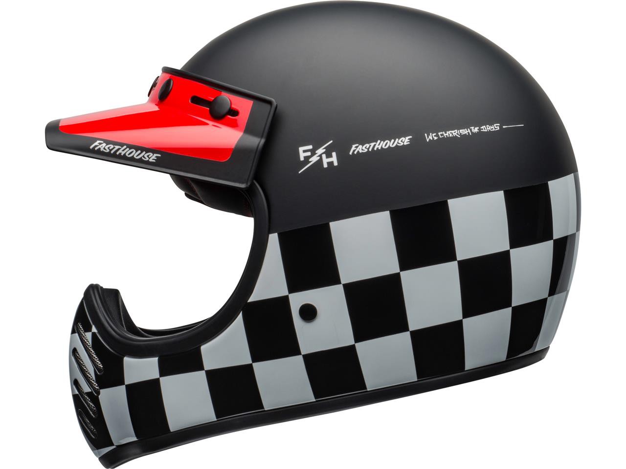Casque Moto Cross BELL MOTO-3 FASTHOUSE CHECKERS Noir - Blanc - Rouge