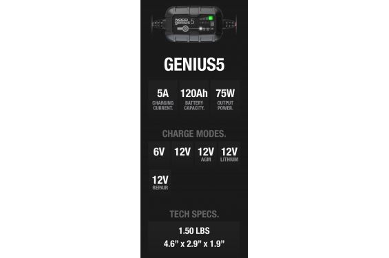 Chargeur de Batterie Moto Intelligent NOCO Genius 5 6-12V 5A Chargeur de Batterie Moto Intelligent NOCO Genius 5 6-12V 5A