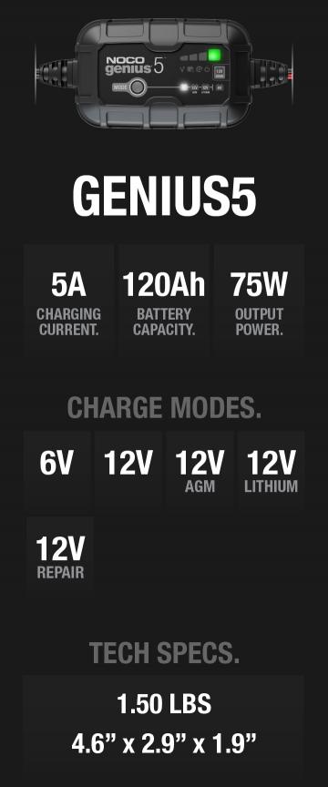 Chargeur de Batterie Moto Intelligent NOCO Genius 5 6-12V 5A