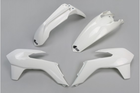 Kit Plastique UFO pour Moto KTM EXC125 (14-16) EXC200 (14-16) EXC250 (14-16) EXC300 (14-16) EXC450 (14-16) -Couleur Blanc