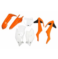 Kit Plastique UFO Orange/Blanc pour Moto KTM EXC125 (2017) KTKIT517