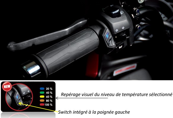 Poignées Chauffantes Moto Tecno Globe GOLD 130mm