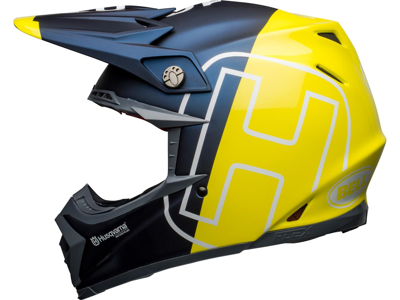Casque Moto Cross BELL MOTO-9 FLEX HUSQVARNA GOTLAND Bleu - Jaune