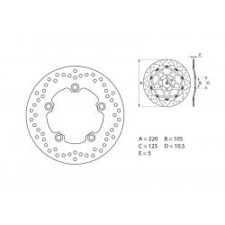 Disque de frein arrière Brembo pour Yamaha YZF R1 (04-22)