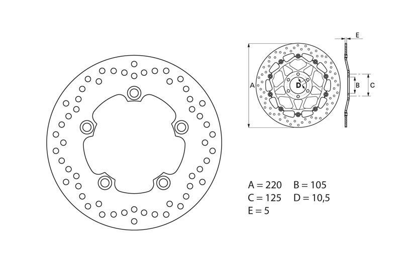 Disque de frein arrière Brembo pour Yamaha YZF R1 (04-22)