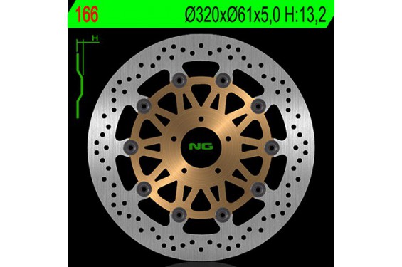 Disque de Frein Moto NG Brake Avant pour Kawasaki VN 1600 Mean Streak (04-08) 166