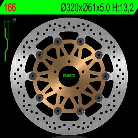 Disque de Frein Moto NG Brake Avant pour Kawasaki VN 1600 Mean Streak (04-08) 166