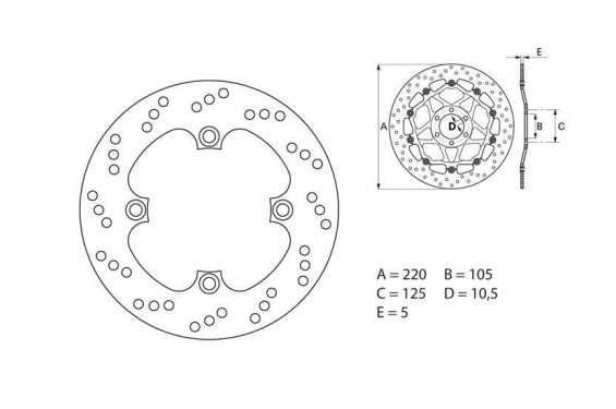 Disque de frein arrière Brembo pour Triumph 955 Speed Triple (99-04) Disque de frein arrière Brembo pour Triumph 955 Speed Triple (99-04)