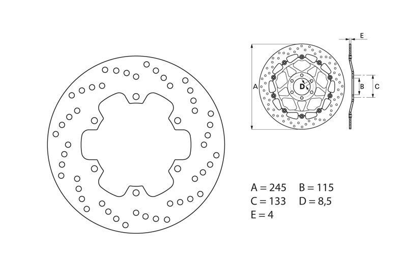 Disque de frein arrière Brembo pour Yamaha TRX 850 (95-00)