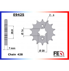 Kit Chaîne Moto FE pour Suzuki TSR 125 (89-96)