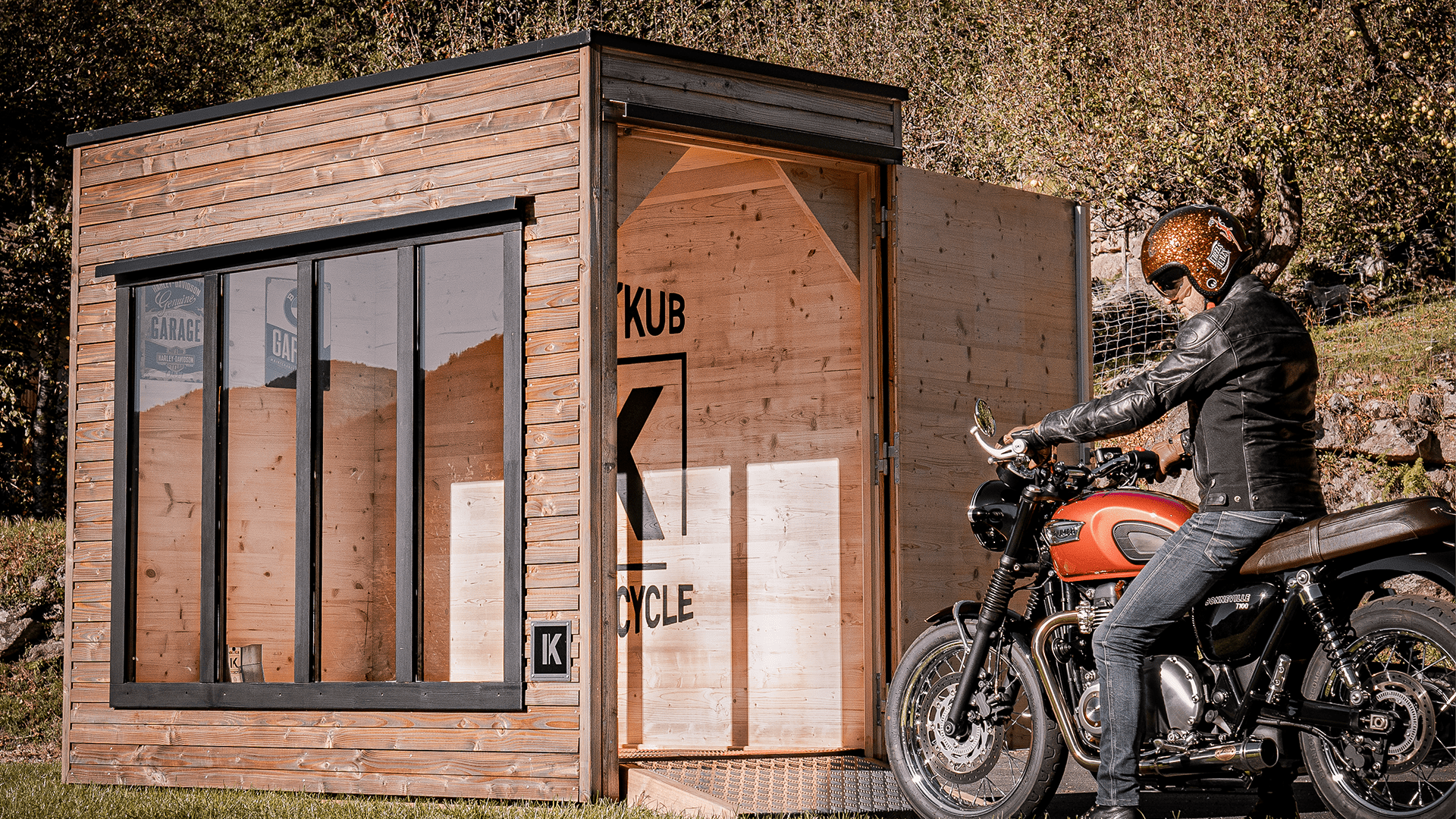 garage en bois moto