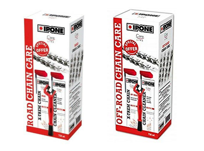 pack-entretien-chaine-ipone-pour- route cross-quad-graisse-chaine-degraissant-brosse
