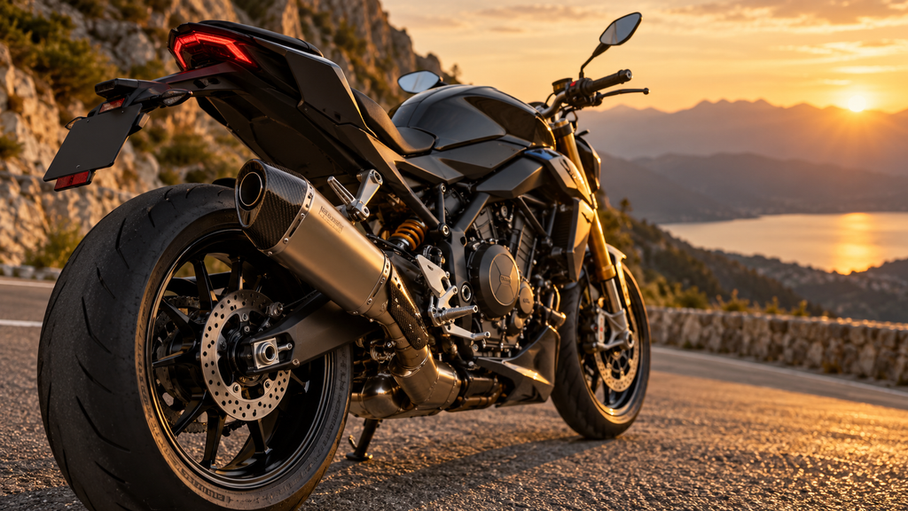 Moto équipée d’un échappement sportif